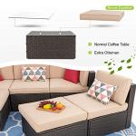 Vongrasig 6 Pieces Outdoor Patio Furniture Set, PE Wicker Rattan Sectional Sofa Small Patio Conversation Sets with Coffee Table for Garden, Backyard, Poolside (Beige)