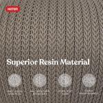 KETER Urban Knit Pouf Ottoman Set of 2 with Storage Table for Patio and Room Décor-Perfect for Balcony, Deck, and Outdoor Seating, Cream & Taupe