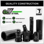 SWANLAKE 3/8'' Drive Impact Socket Set, 50-Piece Standard SAE (5/16 to 3/4 inch) and Metric (8-22mm) Size, 6 Point, Cr-V, 3/8-Inch Ratchet Handle, Extension Bar, Universal Joint