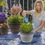 KPUVX Large-Planter-Indoor-Outdoor Plant Pots, 12 inch 3 Pack Plastic Flower Pots with Saucer and Drainage Holes, Retro Antique Imitation Decorative Garden Containers Sets for Houseplant