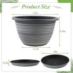 KPUVX Large-Planter-Indoor-Outdoor Plant Pots, 12 inch 3 Pack Plastic Flower Pots with Saucer and Drainage Holes, Retro Antique Imitation Decorative Garden Containers Sets for Houseplant