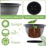 KPUVX Large-Planter-Indoor-Outdoor Plant Pots, 12 inch 3 Pack Plastic Flower Pots with Saucer and Drainage Holes, Retro Antique Imitation Decorative Garden Containers Sets for Houseplant