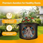 Simple Deluxe Grow Bags 5 Gallon 12 Pack Planter Pots with Handles, Thickened Nonwoven Fabric Aeration Cloth Bag, Heavy Duty Gardening for Tomoato, Potato, Vegetable and Flowers, Black with 12 Labels