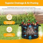 Simple Deluxe Grow Bags 5 Gallon 12 Pack Planter Pots with Handles, Thickened Nonwoven Fabric Aeration Cloth Bag, Heavy Duty Gardening for Tomoato, Potato, Vegetable and Flowers, Black with 12 Labels