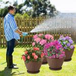 Nooulap 4 Pack 10 Inch Plant Pot, Flower Pots Outdoor with Drainage Hole & Tray, Thickened Plastic Planters for Indoor Outdoor Plants, Lightweight Modern Decorative Garden Pot with Saucer