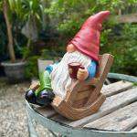 Drinking Coffee Faceless Garden Gnome Statue Decoration 7.1" Figurine Ornament for Indoor Outdoor Home Patio Yard Lawn