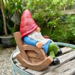 Drinking Coffee Faceless Garden Gnome Statue Decoration 7.1" Figurine Ornament for Indoor Outdoor Home Patio Yard Lawn