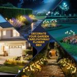 Solar Lights Outdoor - Upgraded 4-Pack of 32 LEDs Solar Garden Lights,IP65 Waterproof Outdoor Decor Solar Firefly Light for Yard,Pathway Decoration,Unique Gifts for Women and Grandma