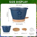 XMPBFYH Plant Pots, Flower Pots for Indoor/Outdoor Plants, Self Watering Plastic Planters Pots with Drainage Holes, Saucer & Reservoir, Decorative Nursery Planting Pots(10 Inch Set of 4)