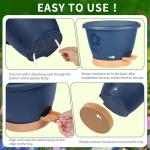 XMPBFYH Plant Pots, Flower Pots for Indoor/Outdoor Plants, Self Watering Plastic Planters Pots with Drainage Holes, Saucer & Reservoir, Decorative Nursery Planting Pots(10 Inch Set of 4)