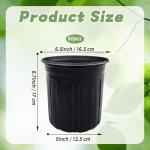 Pynqdfu 60 Pcs 1 Gallon Plant Nursery Pots,Plastic Seed Starter Pot with Drainage Holes,Plastic Plant Pots for Planting,Cuttings,Transplanting,Home Garden(Black)