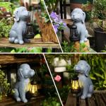 Dog Solar Garden Statue with Lantern – Outdoor Patio & Yard Decor – Figurine for Dogs – Gift for Mom, Grandma, Dog Lovers, Housewarming Present
