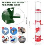 2 Packs Bird Feeder Tube Hanging Feeders, 6 Port Wild Bird Feeders Premium Hard Plastic with Steel Hanger Weatherproof and Water Resistant Great for Attracting Birds 18.2 Inches Large (Red + Green)