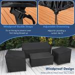 STARTWO Outdoor Furniture Cover Waterproof, 4 Piece Patio Furniture Set Cover for Outside Couch, Lawn Chairs, Coffee Table, Windproof with Buckle Strap, Black