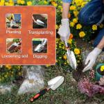 Garden Shovel Trowel Garden Tool Set, 2 Pack Heavy Duty Gardening Tools Set Include Wide Garden Trowel, Hand Shovel with Measurement Mark, Small Shovels for Gardening Digging Planting Transplanting