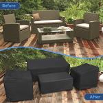 STARTWO Outdoor Furniture Cover Waterproof, 4 Piece Patio Furniture Set Cover for Outside Couch, Lawn Chairs, Coffee Table, Windproof with Buckle Strap, Black