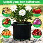 Xvvirnt 5 Gallon Grow Bags, 10 Pack Heavy Duty Aeration Fabric Pots,Thickened Nonwoven Fabric Pots with Handles,Reusable Plant Bags for Vegetable, Fruits, Flowers, Plants