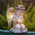 Sharita Praying Angels Figurine,Solar Garden Angel Statues, Waterproof Kneeling Angel Sculpture, Outdoor Decor Ornament for Patio Lawn Yard Balcony, Garden Gift