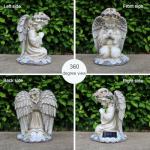 Sharita Praying Angels Figurine,Solar Garden Angel Statues, Waterproof Kneeling Angel Sculpture, Outdoor Decor Ornament for Patio Lawn Yard Balcony, Garden Gift