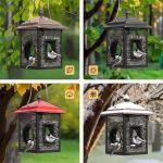 Veehoo Metal Bird Feeder for Outdoors Hanging, Fly Through Wild Birdfeeder Outside, Finch Cardinal Chickadee Feeders for Peanut Sunflower Seed, Antique Bronze