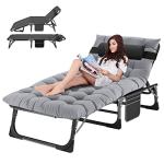 ABORON Chaise Lounge Chair,5 Positions Padded Outdoor Tanning Chair,Heavy Duty Portable Lounge Chair for Outdoor Sunbathing Patio Pool Lawn Deck Poolside,Support up to 440 Lbs