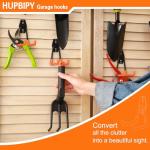 HUPBIPY Heavy Duty Garage Hooks 10 Pack, 5.1 inch Medium U Shaped Hanger, Wall Mounted Storage System, Power and Garden Tool Organizer, for Hanging Ladders, Hose, Bulk Items and More