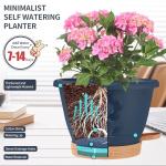 gegemaoyi Plastic Plant Pots 10 Inch Set of 4, Self Watering Pots with Drainage Holes, Saucer & Reservoir, Flower Pots for Indoor/Outdoor Plants, Decorative Nursery Planting Pots (Multicolor)