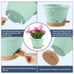 gegemaoyi Plastic Plant Pots 10 Inch Set of 4, Self Watering Pots with Drainage Holes, Saucer & Reservoir, Flower Pots for Indoor/Outdoor Plants, Decorative Nursery Planting Pots (Multicolor)
