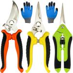 Pruning Shears, 4 Pack Garden Shears with Gardening gloves, Clippers Handheld, Stainless Steel Garden Snips, Lengnoyp Pruners for Gardening