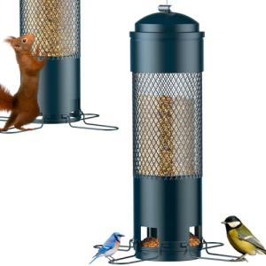 LCSEVEN Bird Feeders for Outdoors Squirrel Proof with Weight-Activated Perches, Hanging Bird Feeder for Outside, Metal Feeder for Wild Cardinal, Finch, Blue Jay, Chickadee, 3LB Seed Capacity, Green