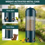 LCSEVEN Bird Feeders for Outdoors Squirrel Proof with Weight-Activated Perches, Hanging Bird Feeder for Outside, Metal Feeder for Wild Cardinal, Finch, Blue Jay, Chickadee, 3LB Seed Capacity, Green