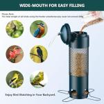 LCSEVEN Bird Feeders for Outdoors Squirrel Proof with Weight-Activated Perches, Hanging Bird Feeder for Outside, Metal Feeder for Wild Cardinal, Finch, Blue Jay, Chickadee, 3LB Seed Capacity, Green