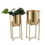 CosmoLiving by Cosmopolitan Metal Indoor Outdoor Planter Dome Large Planter Pot with Removable Stand, Set of 2 Planters 19", 22"H, Gold