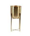 CosmoLiving by Cosmopolitan Metal Indoor Outdoor Planter Dome Large Planter Pot with Removable Stand, Set of 2 Planters 19", 22"H, Gold