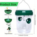 3 Pack Wasp Traps Outdoor Hanging, Solar Bee Trap for Outside with LED Light, Hornet Deterrent, Yellow Jacket Catcher, Reusable for Garden, Orchard, Indoor