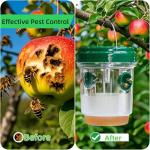 3 Pack Wasp Traps Outdoor Hanging, Solar Bee Trap for Outside with LED Light, Hornet Deterrent, Yellow Jacket Catcher, Reusable for Garden, Orchard, Indoor