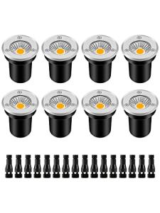 ZUCKEO Low Voltage Landscape Lights LED Well Lights 3W 12V-24V in Ground Light IP67 Waterproof Outdoor Low Voltage Landscape Lighting for Floor Driveway Deck Step Garden (8 Pack Warm White)