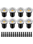 ZUCKEO Low Voltage Landscape Lights LED Well Lights 3W 12V-24V in Ground Light IP67 Waterproof Outdoor Low Voltage Landscape Lighting for Floor Driveway Deck Step Garden (8 Pack Warm White)