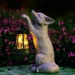 Fox Statue for Garden Decor, Garden Statue with Solar Power Light for Outdoor Patio Porch Lawn Yard Backyard Oudside Indoor Shelf Decoration,Praying Fox Sculptures Decorations to Wow Your Guests