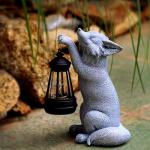 Fox Statue for Garden Decor, Garden Statue with Solar Power Light for Outdoor Patio Porch Lawn Yard Backyard Oudside Indoor Shelf Decoration,Praying Fox Sculptures Decorations to Wow Your Guests