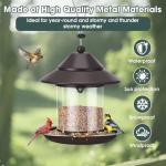 Bird Feeders for Outdoors, Hanging Metal Roof Bird Feeder with 2LB Clear Tube Seed Capacity for Viewing Cardinal Finch, Wild Birdfeeders for Outside Garden Yard Decoration