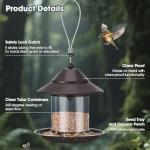 Bird Feeders for Outdoors, Hanging Metal Roof Bird Feeder with 2LB Clear Tube Seed Capacity for Viewing Cardinal Finch, Wild Birdfeeders for Outside Garden Yard Decoration