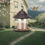 Bird Feeders for Outdoors, Hanging Metal Roof Bird Feeder with 2LB Clear Tube Seed Capacity for Viewing Cardinal Finch, Wild Birdfeeders for Outside Garden Yard Decoration