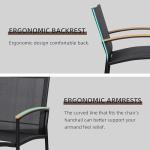 Shintenchi 3 Pieces Patio Bistro Sets, Outdoor Textilene Fabric Conversation Bistro Set, Textilene Fabric Front Porch Chairs Small Patio Furniture Set with Table for Lawn,Garden,Balcony (Black)