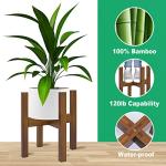 Rnined Adjustable Plant Stand Indoor,Bamboo Mid Century Modern Plants Stands, Stable Plant Holder,Fit 8 9 10 11 12 inch Pots (Pot & Plant Not Included)