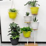 RooTrimmer Plant Pot Set of 5, 10" Outside Diameter Flower Pots, 8.5" Inner Diameter Plant Planters with Drainage Hole, Durable Garden Pots Perfect for Indoor & Outdoor Plant Planting, Decor, Yellow