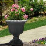 Southern Patio 2 Pack Utopian Urn Planter, Large 14 Inch Outdoor Pot, Lightweight Garden, Entryway, or Walkway Accessory with UV-Coated Finish, Stone
