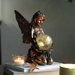 Suyorpe Garden Statues Outdoor Flower Fairy Decor,Solar Powered Outdoor Resin Statues-Patio Lawn Yard Porch, Funny Fairies Ornaments Figurines for Outside Garden Gifts,8.31 Inches Tall