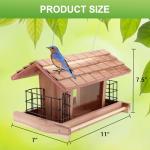 Liawm Wooden Bird Feeder for Outdoors Hanging Mount Large Capacity, Red Cedar Garden Roof Feeder with 2 Suet Cages, Cardinal Bluebird Birdfeeder for Garden Decoration Yard, Weatherproof Durable