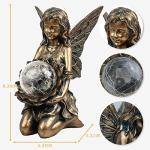 Suyorpe Garden Statues Outdoor Flower Fairy Decor,Solar Powered Outdoor Resin Statues-Patio Lawn Yard Porch, Funny Fairies Ornaments Figurines for Outside Garden Gifts,8.31 Inches Tall